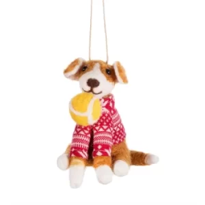 Image of Dog with Ball Felt Decoration