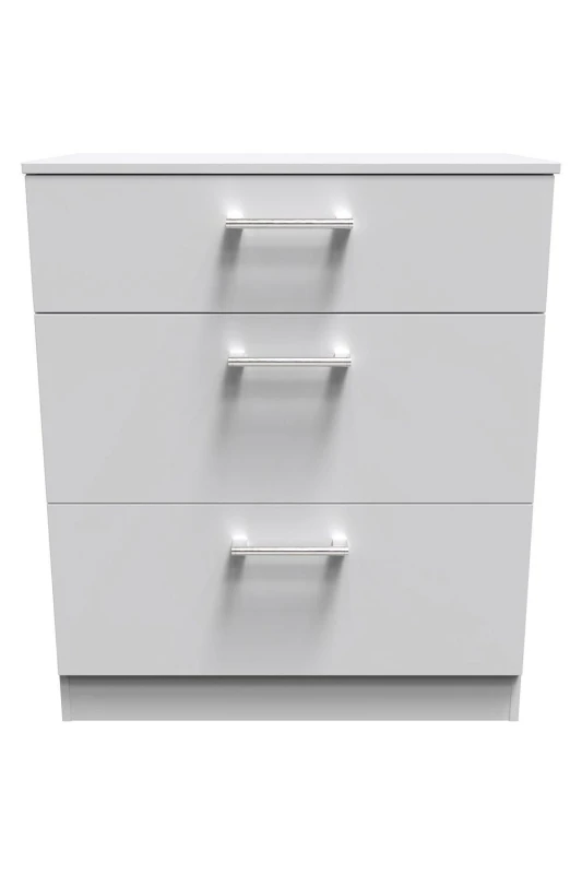 Image of Ready Assembled 2 U Cornwall 3 Drawer Deep Chest (Ready Assembled) in Light Grey Light Grey Unisex