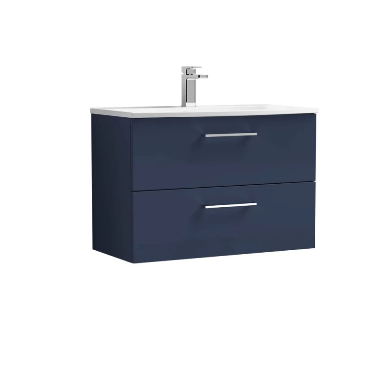 Image of Balterley Bathroom Wall Hung 2-Drawer Vanity & Basin, Midnight Blue, 800mm in Blue Blue Unisex