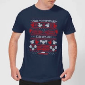 Image of National Lampoon Merry Christmas Knit Mens Christmas T-Shirt - Navy - XXL
