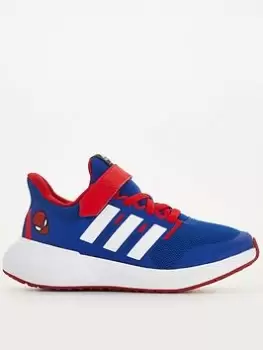 Image of adidas Unisex Kids Fortarun 2.0 Spiderman Elastic Lace Trainers - Blue/Red, Blue, Size 2