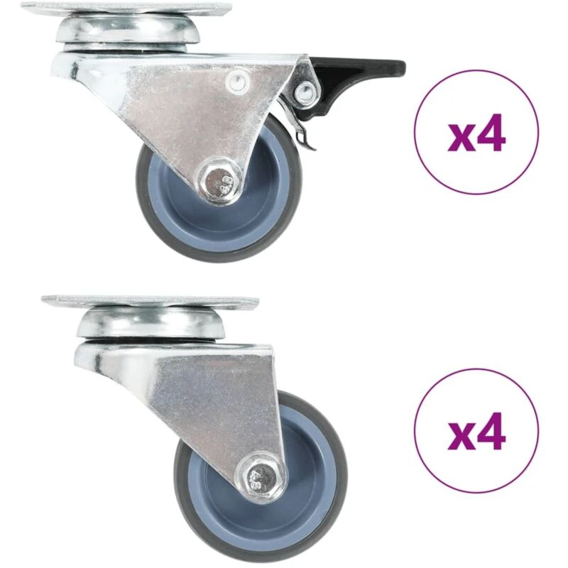 Image of VIDAXL 8 pcs Twin-wheel Swivel Casters 50 mm Vidaxl 277921