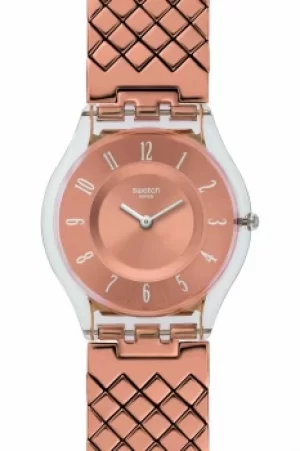 Image of Ladies Swatch Pink Cushion Watch SFE110GA