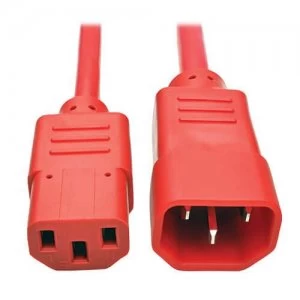 Image of Tripp Lite PDU Power Cord C13 to C14 10A 250V 18 AWG 3ft Red