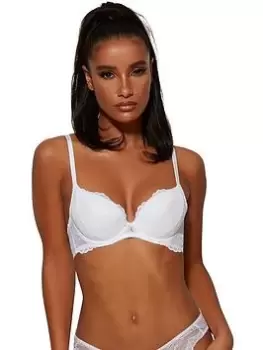 Image of Gossard Superboost Lace Padded Plunge Bra - White, Size 34F, Women