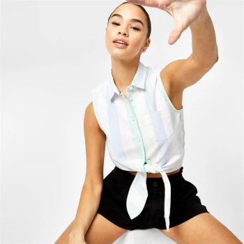 Image of Jack Wills Suki Tie Cropped Shirt - Multi Stripe