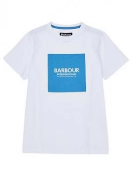 Image of Barbour International Boys Block Logo T-Shirt - White, Size 12-13 Years