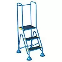 Image of GPC Domed Feet Step 3 Tread with Handrail and Anti Slip Tread 150kg Blue