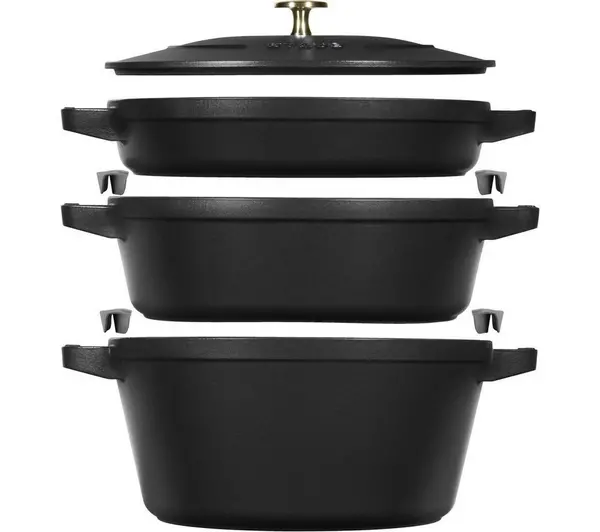 Image of STAUB 40508-386-0 3 Piece Cookware Set - Black 3272340054365