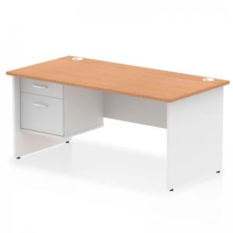 Image of Impulse Impulse 1600 x 800mm Straight Office Desk Oak Top White Panel End Leg with 1 x 2 Drawer Fixed Pedestal MIRDP16FP2OAKWHT