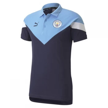 Image of Puma Manchester City FC Polo Shirt Mens - Navy/Blue