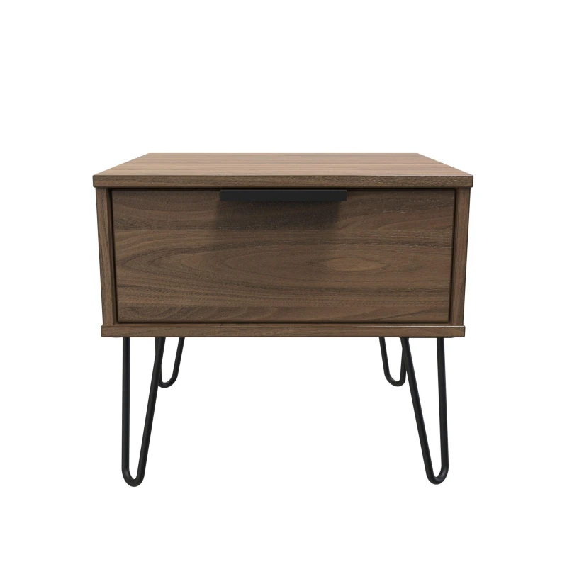 Image of Ready Assembled 2 U Fuji 1 Drawer Side Table (Ready Assembled) in Walnut Walnut Unisex