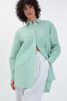 Image of Forrest Oversized Shirt, Green Stripe / 8
