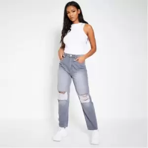 Image of I Saw It First Ripped Knee Mom Jean - Grey