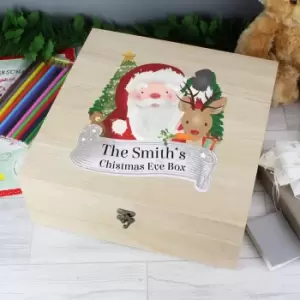 Image of Personalised Colourful Santa Large Wooden Christmas Eve Box