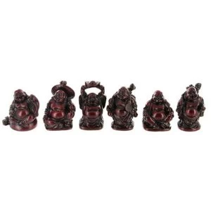 Image of Red Resin Buddhas H5cm Set of 6