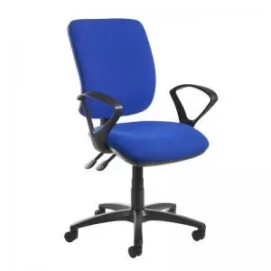 Image of Senza high back operator chair with fixed arms - blue
