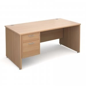 Image of Maestro 25 PL Straight Desk With 2 Drawer Pedestal 1600mm - Beech pane