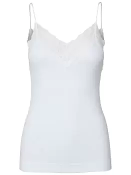 Image of PIECES Lace Detailed Sleeveless Top Women White
