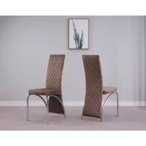 Image of Irine Velvet Upholstored Dining Fabric Set of 4 Chairs with Chrome Frame and Kitchen Floor Protection (Brown) - Black - Modernique