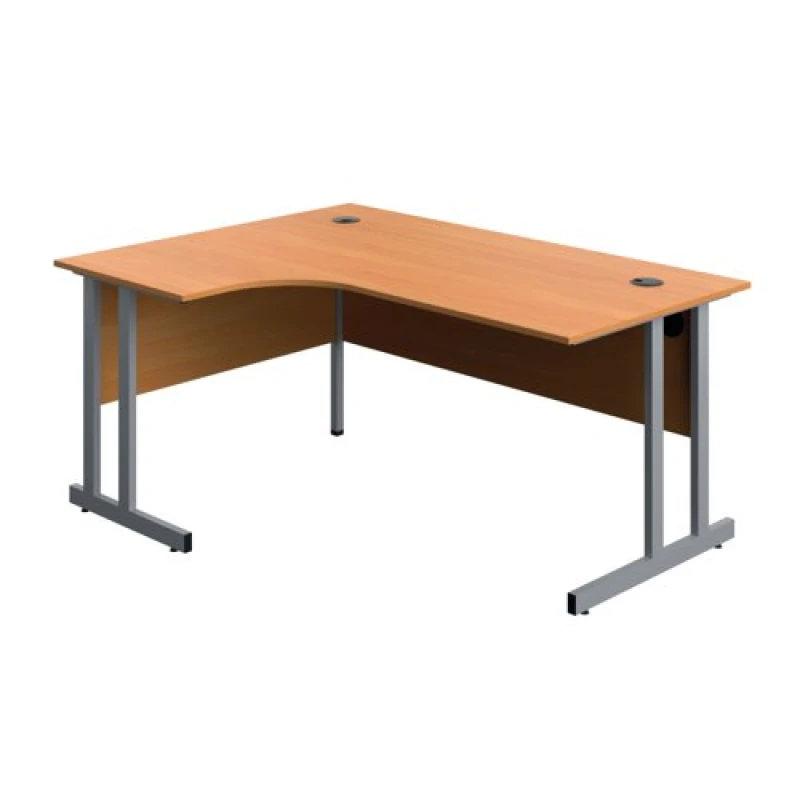Image of Serrion Twin Upright Left Hand Corner Desk 1600x1200x730mm Beech/Silver KF800231
