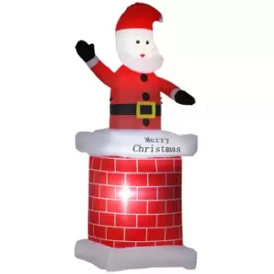 Image of HOMCOM 7ft Christmas Inflatable Santa Claus from Chimney, Blow-Up Outdoor LED Garden Display for Lawn, Party