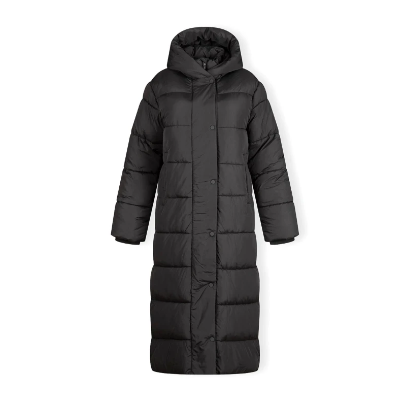 Image of Minoti Women long padded winter coat with hood and zip pockets grey Charcoal female 8 (XS)