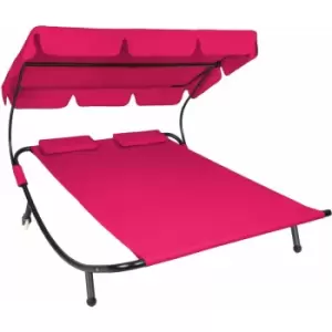 Image of Tectake - Sun lounger double - double sun lounger, garden sunbed, sun lounge bed - magenta - magenta