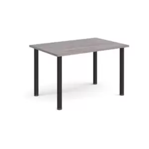 Image of Rectangular Black radial leg meeting table 1200mm x 800mm - grey oak