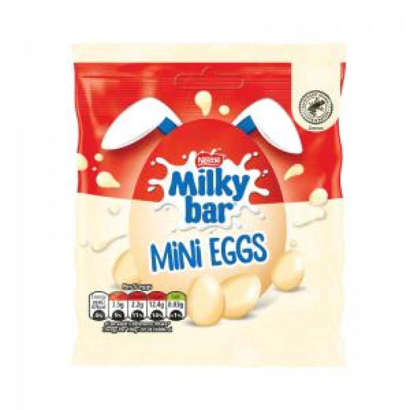 Image of Nestle Milkybar Mini Eggs White Chocolate Sharing Bag 80g 12565384 NL44605