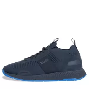 Image of HUGO BOSS 'Titanium' Runn Knitted Trainers Navy