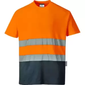 Image of Portwest Two Tone Cotton Comfort Hi Vis T Shirt Orange / Navy M