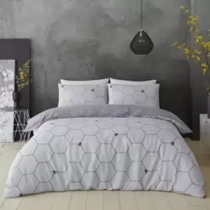 Image of Bee Happy Duvet Set- Grey - Double - TJ Hughes