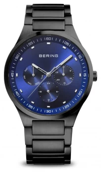 Image of Bering Classic Mens Brushed Black Blue Dial 11740-727 Watch