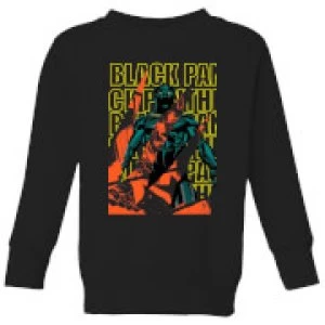 Image of Marvel Avengers Black Panther Collage Kids Sweatshirt - Black - 3-4 Years