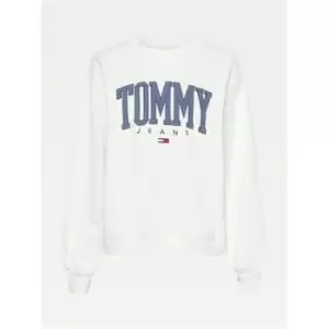 Image of Tommy Jeans Collegiate Crew Sweater - White