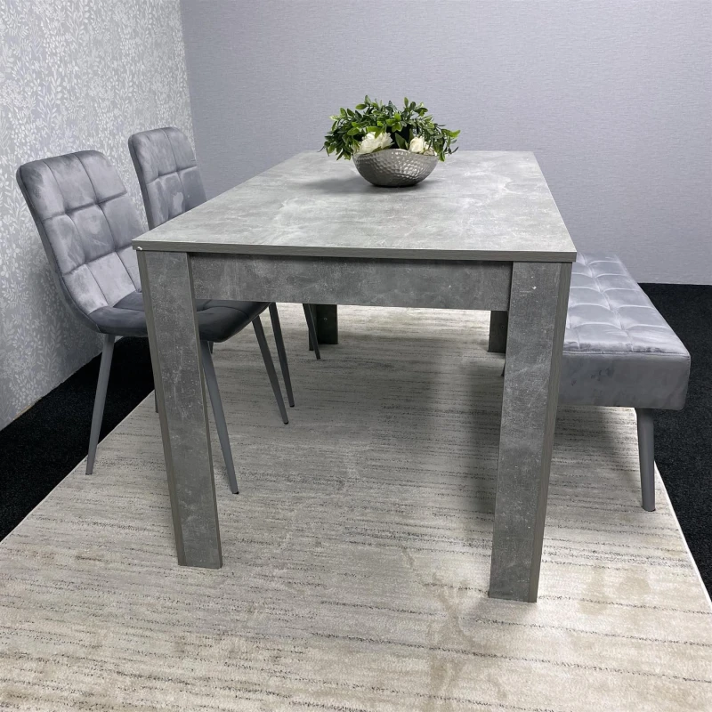 Image of KOSY KOALA KOSY KOALA Grey Wooden Dining Table Set with 2 Grey Chairs and 1 Bench Grey One Size Unisex 5061055341888