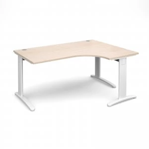 Image of TR10 Deluxe Right Hand Ergonomic Desk 1600mm - White Frame maple Top