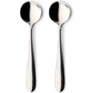 Image of Grunwerg Windsor Carded Set of 2 Stainless Steel Salt and Condiment Spoons Mirror 9.5 x 2.5 x 1 cm
