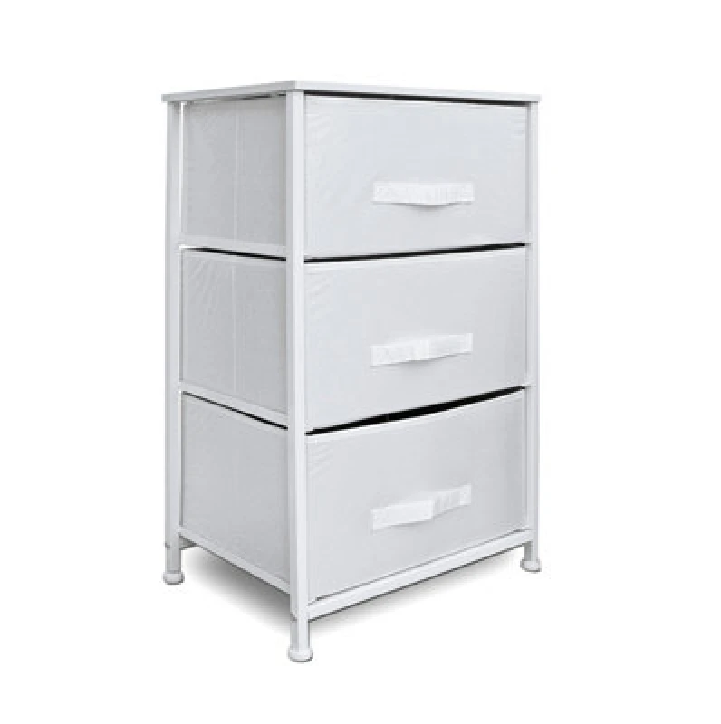Image of Clarisworld Drawers Storage Tower Dresser - Wood Top, Sturdy Steel Frame, Organizer Unit White 3 Drawer