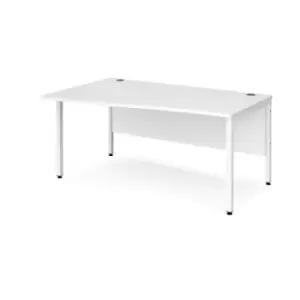 Image of Office Desk Left Hand Wave Desk 1600mm White Top With White Frame Maestro 25 MB16WLWHWH