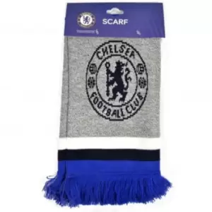 Image of Chelsea FC Jacquard Marl Knitted Scarf (One Size) (Grey/Dark Blue/White)