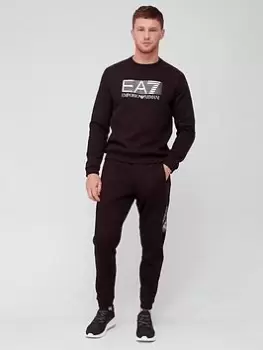 Image of EA7 Emporio Armani Visibility Logo Sweatshirt Tracksuit, Black, Size S, Men