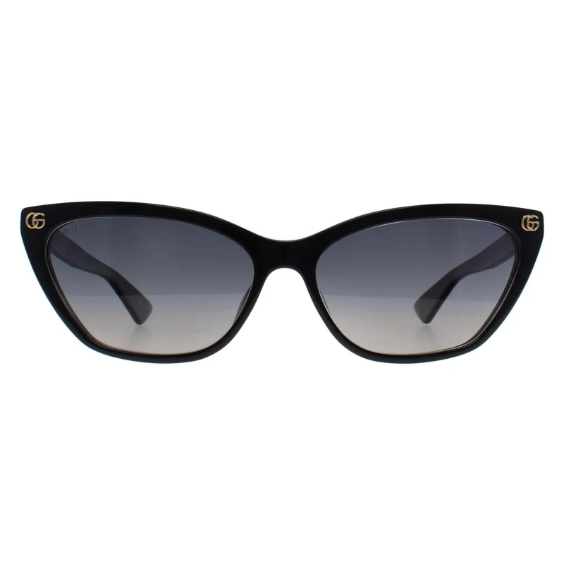 Image of Gucci Womens Cat Eye Shiny Black Grey Gradient Polarized GG1815S Black Female One Size