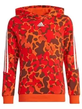 Image of adidas Future Icons Junior Boys 3 Stripe Gradient Overhead Hoody, Dark Orange, Size 13-14 Years