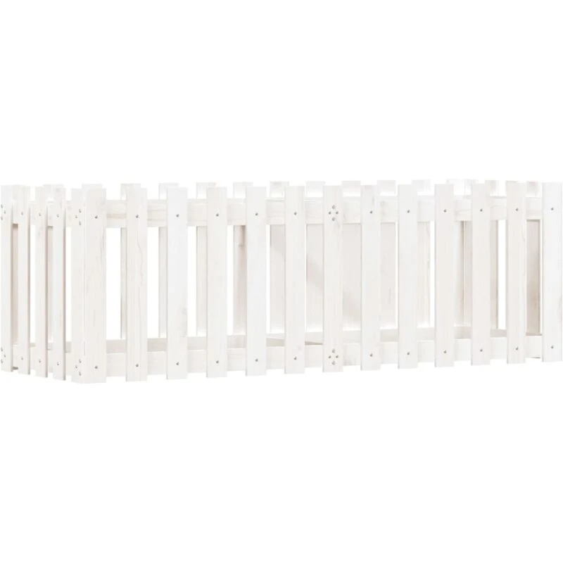 Image of vidaXL Garden Raised Bed w/ Fence Design White 150x50x50cm, White 832493