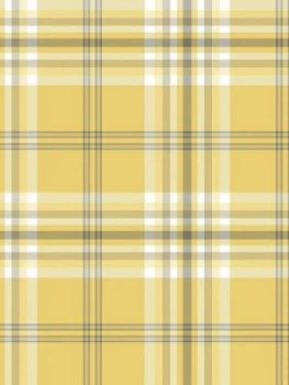 Image of Catherine Lansfield Kelso Check Wallpaper ; Ochre