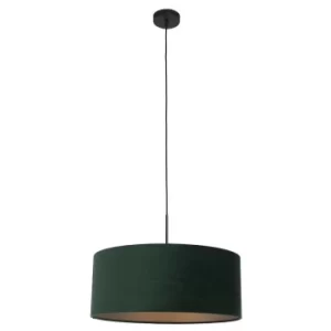 Image of Sparkled Light Cylindrical Pendant Ceiling Light Matt Black, Green Shade