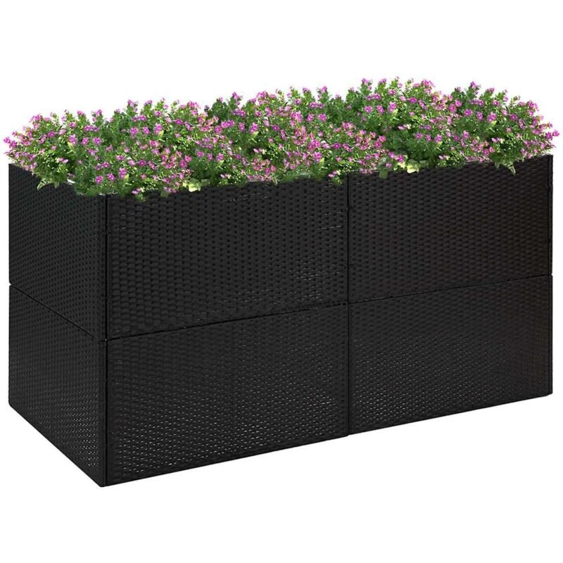 Image of vidaXL Garden Planter Black 157x80x80cm Poly Rattan, Black 319174