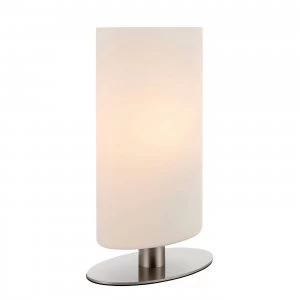 Image of Table Lamp Satin Nickel, Matt Opal Duplex Glass, E14